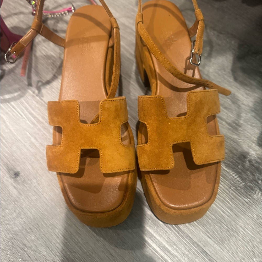 Hermes suede clog sandals